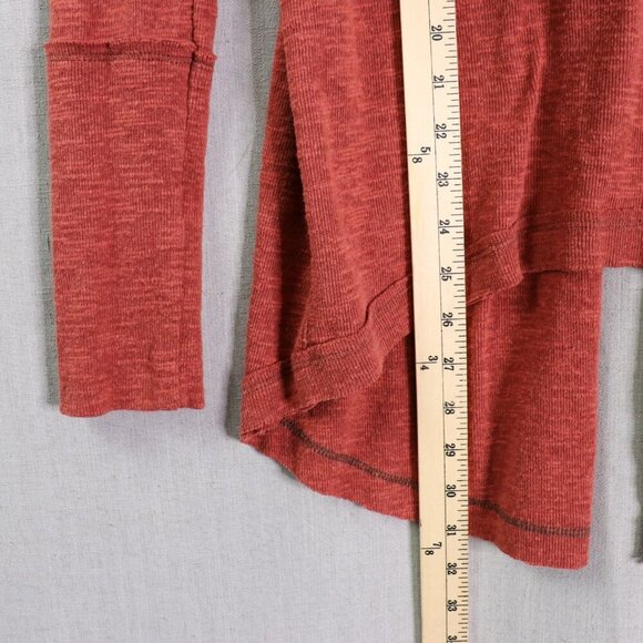 Free People Tunic Top Womens S Split Back Burnt Orange Turtleneck Slub Knit - Picture 9 of 9